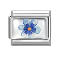 Multi-blue Flower Italian Charm Link