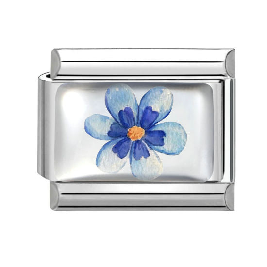 Multi-blue Flower Italian Charm Link
