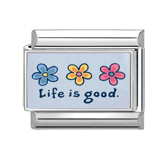 Flower Life Is Good Italian Charm Link