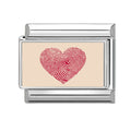 Red Fingerprint Heart Italian Charm Link