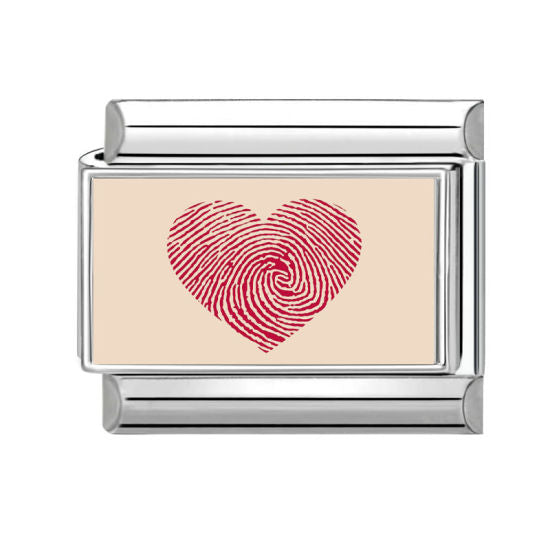 Red Fingerprint Heart Italian Charm Link
