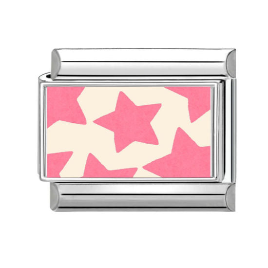 Pink Stars Italian Charm Link
