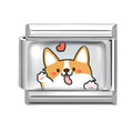Corgi Heart Italian Charm Link