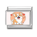 Corgi Valentines Italian Charm Link
