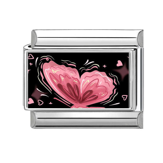 Pink Butterfly Italian Charm Link