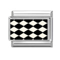 Black Grid Checker Italian Charm Link
