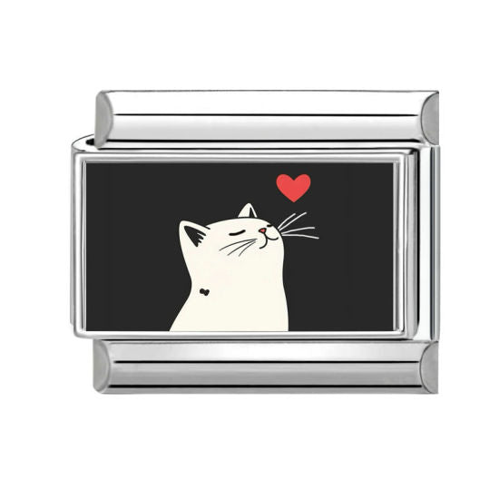 Black & White Cat Italian Charm Link