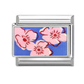 Pink Flower Italian Charm Link