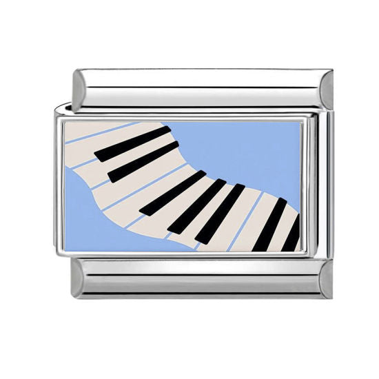 Black Piano Italian Charm Link