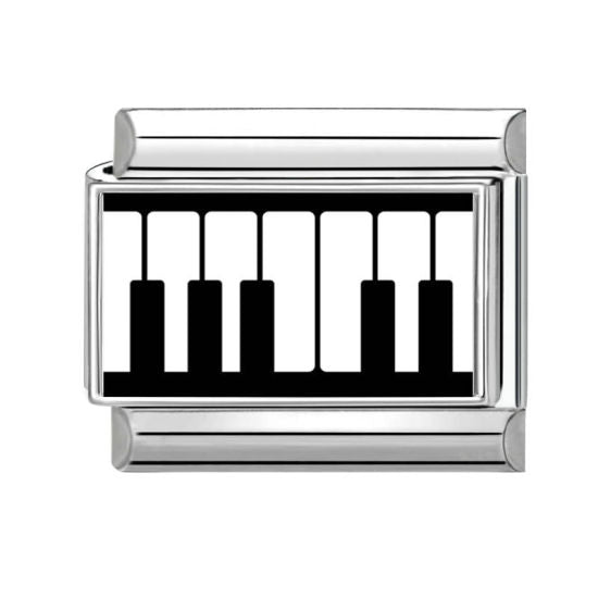 Black & White Piano Italian Charm Link