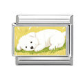 White Puppy Dog Italian Charm Link