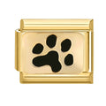 Black Paw Print Italian Charm Link