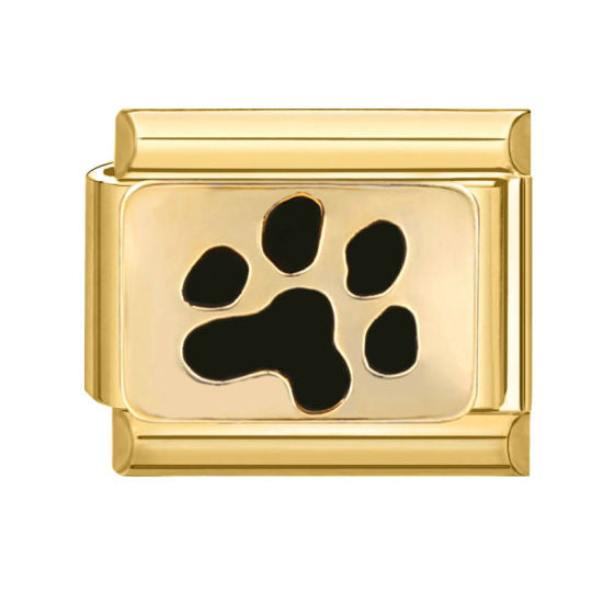 Black Paw Print Italian Charm Link