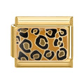 Black Leopard Print Italian Charm Link