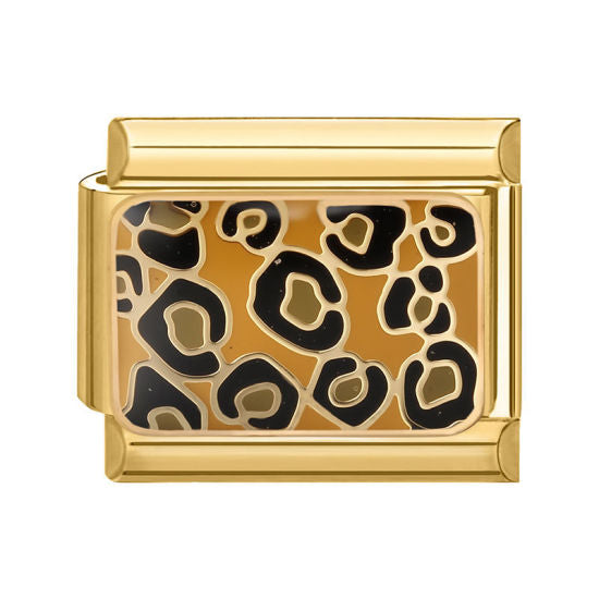 Black Leopard Print Italian Charm Link