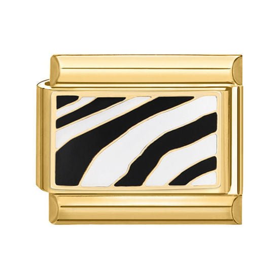 Black Zebra Stripe Italian Charm Link