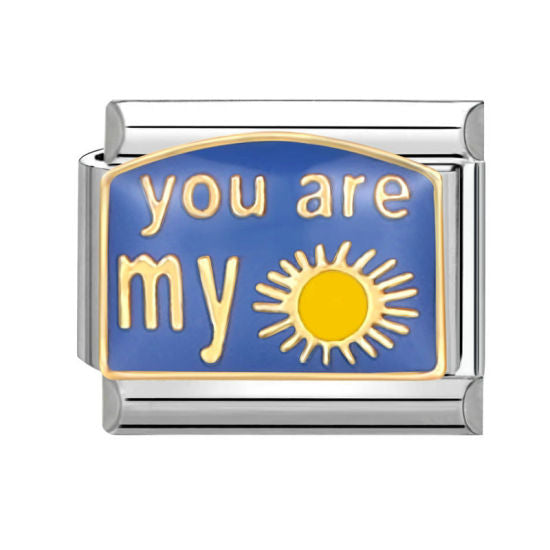 Blue You Are My Sunshine Italian Charm Link