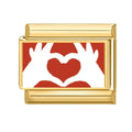 Red Hand Heart Italian Charm Link