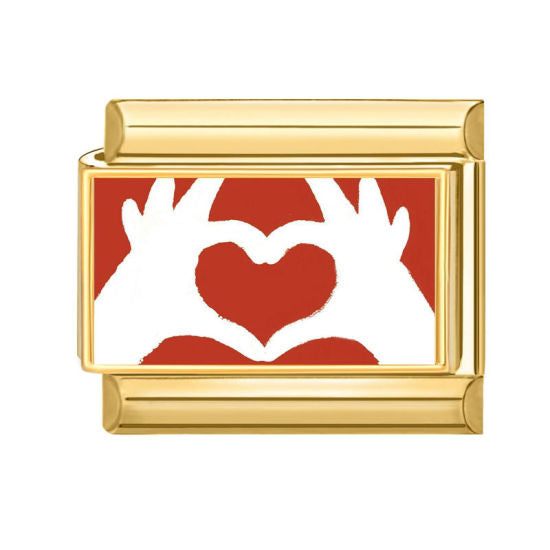 Red Hand Heart Italian Charm Link