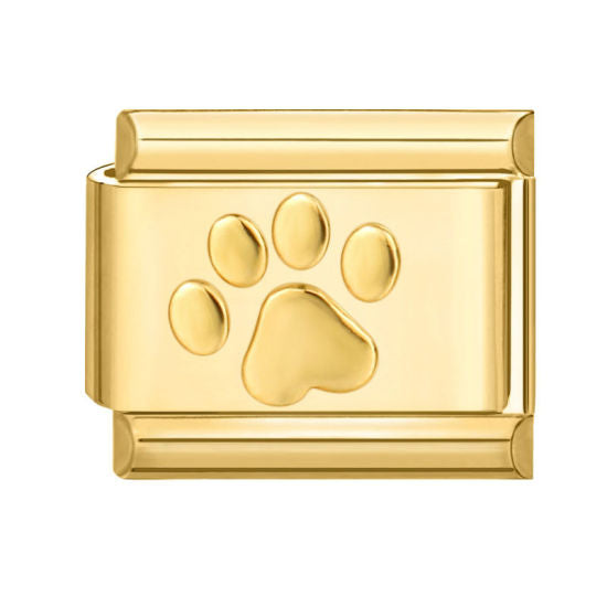 Gold Paw Print Italian Charm Link
